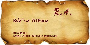 Rácz Alfonz névjegykártya