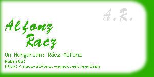alfonz racz business card